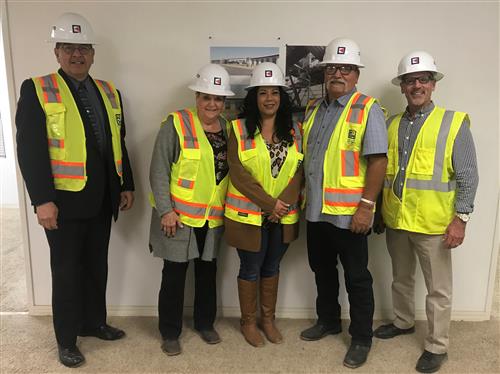  Some Bond Oversight Committee members touring the new Matilda Torres High School.   (From left to right: Clerk Ruben Mendoza 